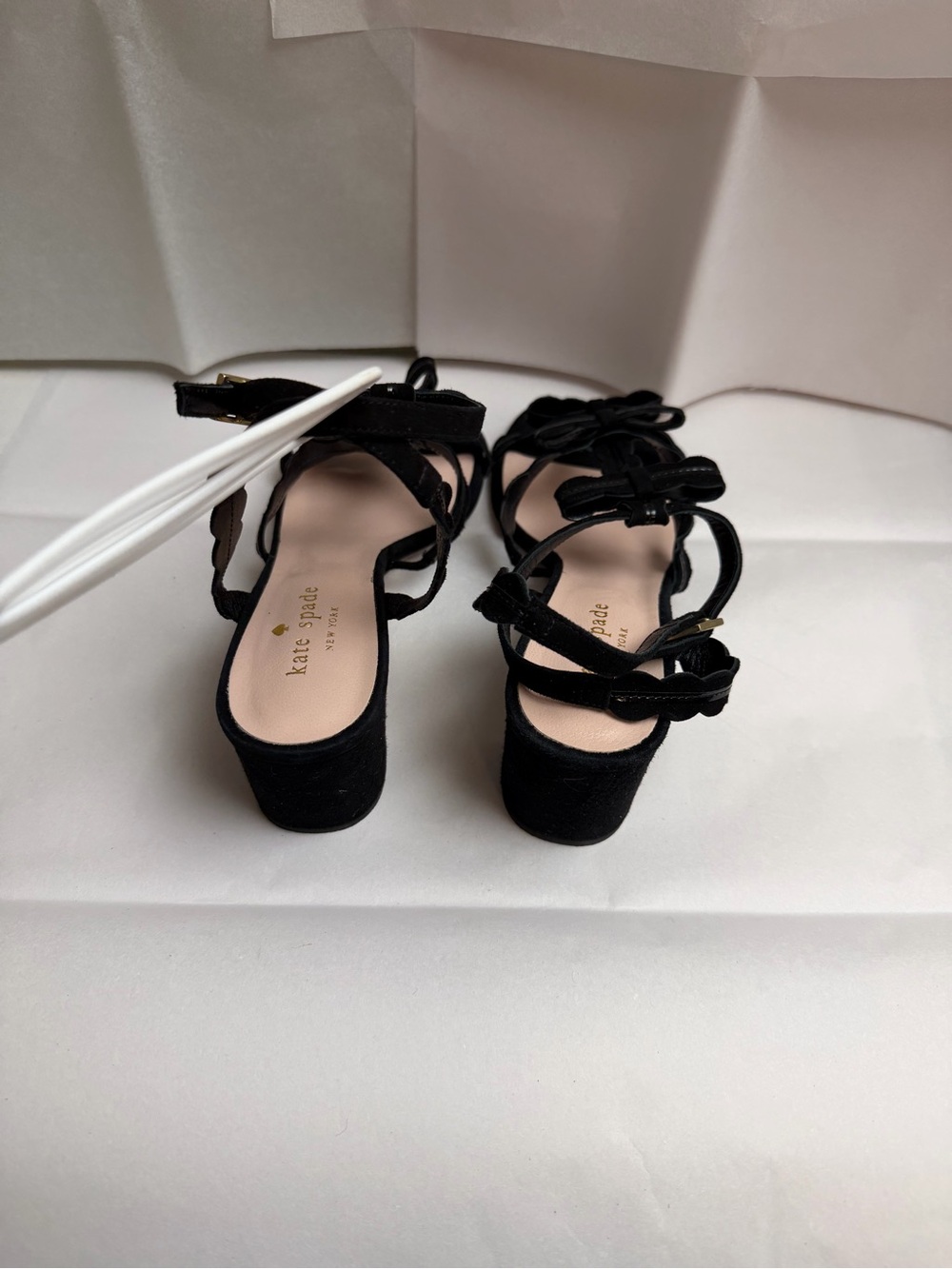 kate spade Black Suede Multi-Bow Strappy Sandals - Picture 5 of 6